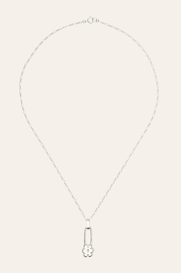 Flower Pin Necklace in Sterling Silver