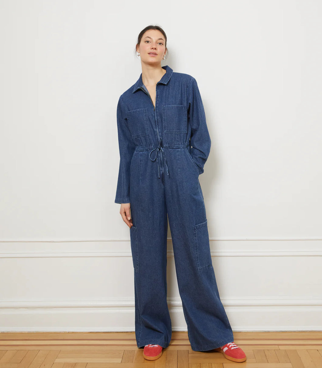 Spencer Cargo Zip Jumpsuit in Indigo FINAL SALE