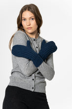 Merino Handknit Rib Mittens in Indigo Blue