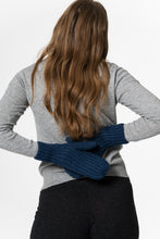 Merino Handknit Rib Mittens in Indigo Blue