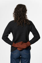 Merino Handknit Rib Mittens in Rust Red