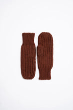 Merino Handknit Rib Mittens in Rust Red