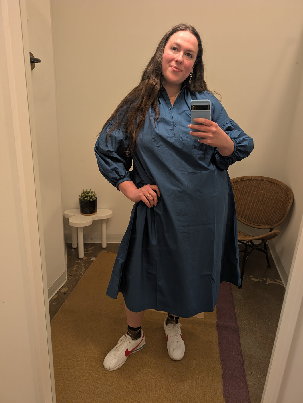 Balloon Sleeve Dress in Blue - FINAL SALE