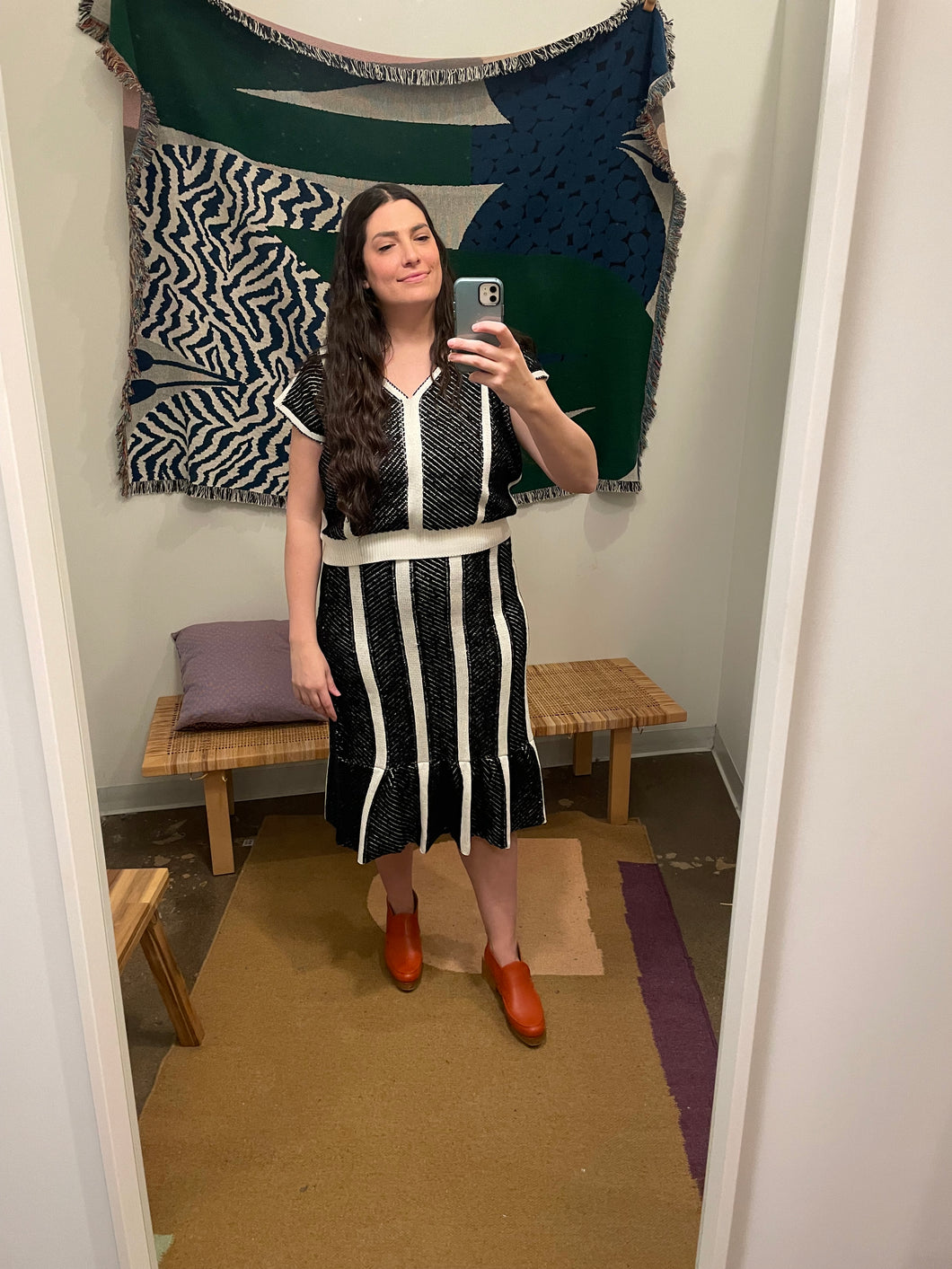Uta Skirt in Black+Cream - FINAL SALE