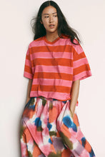 Oversized Boxy Tee in Painted Stripe