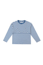 Bikini Bod Cotton Stripe Long Sleeve Tee in Blue/White
