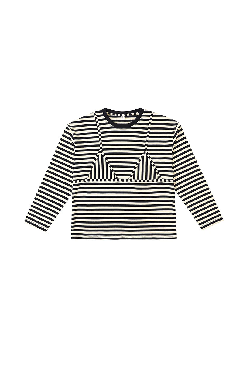 Bikini Bod Cotton Stripe Long Sleeve Tee in Black/White (Copy)