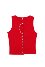 Unbuttoned Tencel Rib Tank Top in Maraschino