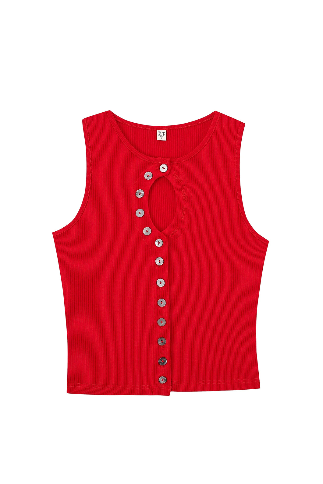Unbuttoned Tencel Rib Tank Top in Maraschino