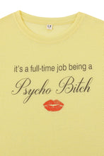 Psycho Bitch Wool Blend Baby Tee in Yellow