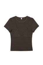 Bikini Bod Striped Short Sleeve Tee in Brown