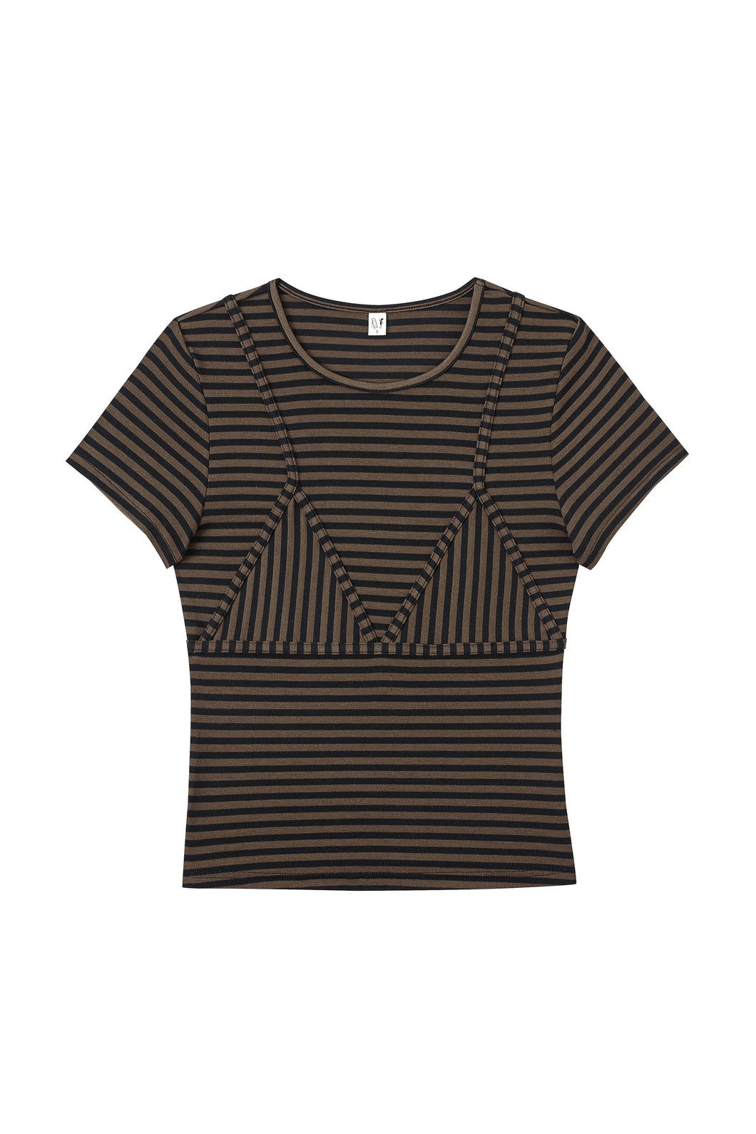 Bikini Bod Striped Short Sleeve Tee in Brown