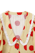 Church Girl Blouse Soft Linen in Clown Dot