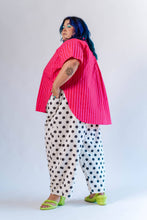 Plus Size Women's Blouse - Red/Pink Striped Tulip Top