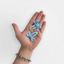 Mini Bow Snap Clips in Baby Blue