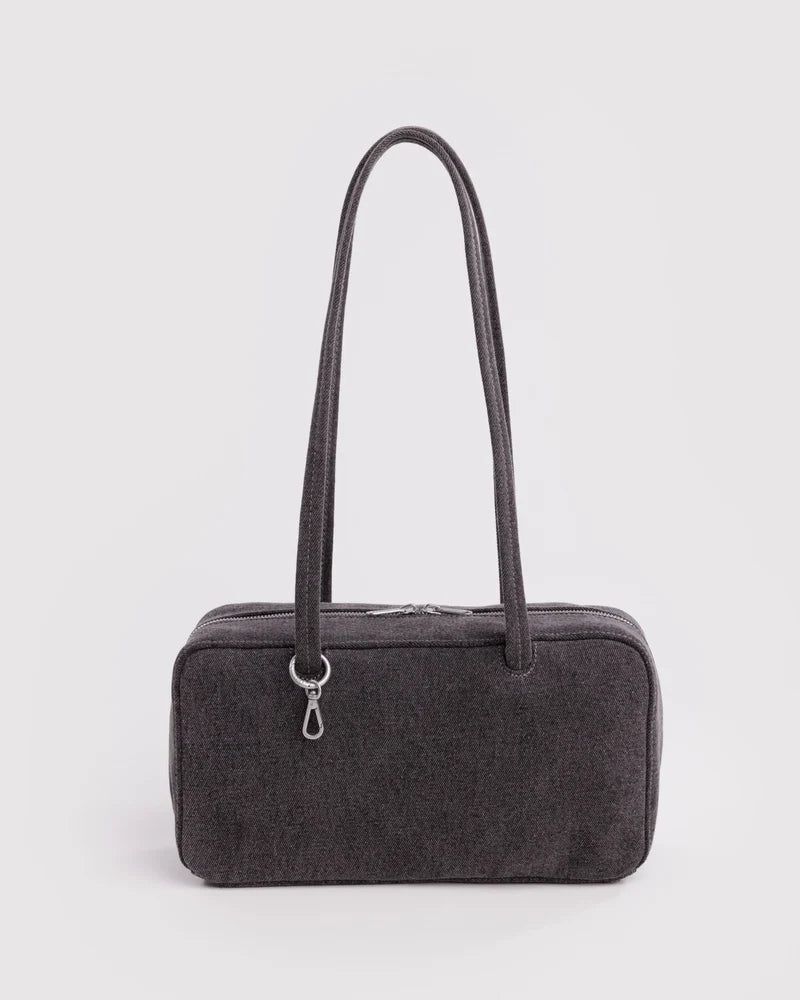 Denim Bowler Bag in Washed Black Denim