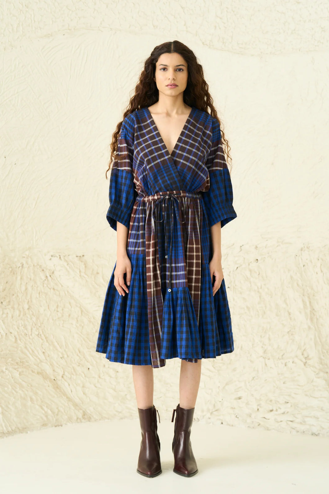 Mosses Dress in Biscotti Chex X Nova Chex