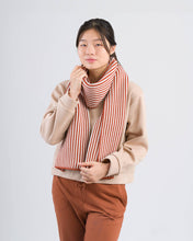 Pinstripe Big Scarf: Rust + White