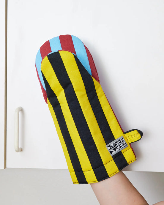 Striped Oven Mitt in Mustard