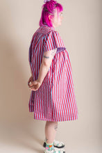Plus Size Women's Dress - Purple Striped Button Mushroom