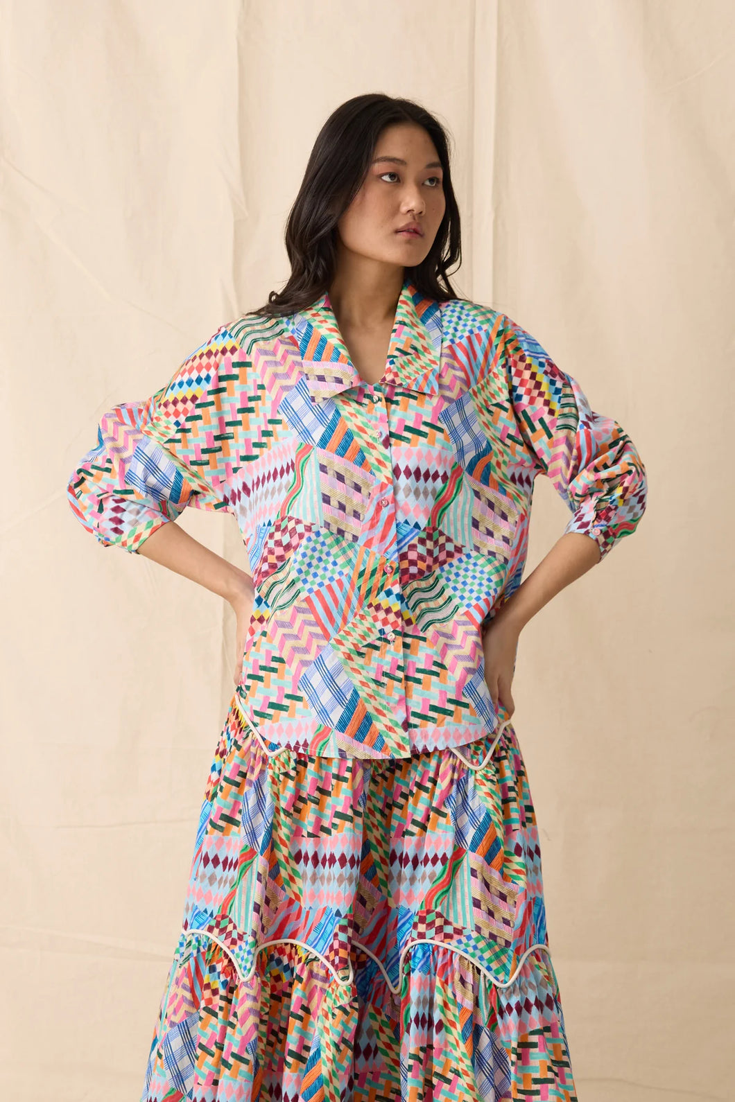 Isla Shirt in Patchwork Print