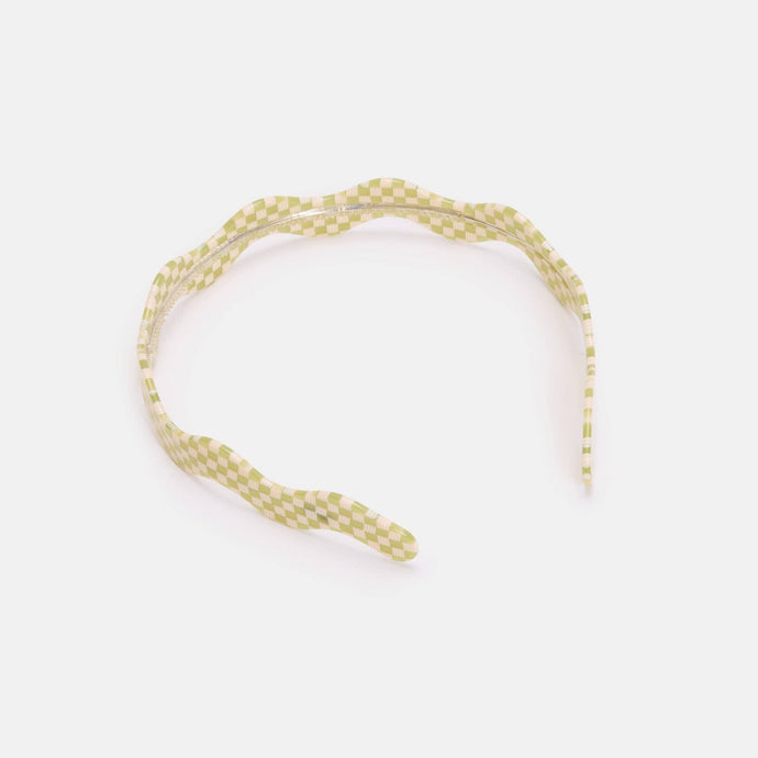 Wavy Headband in Olive Check