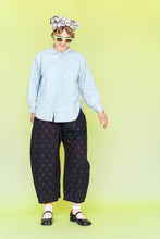 Plus Size Women’s Button Up- Chambray Floral Long Sleeve Top