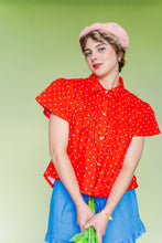 Women’s Cotton Blouse - Cherry Polka Dot Mushroom Top