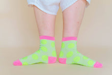 Women’s Spring Novelty Cotton Neon Yellow Dot Ankle Socks