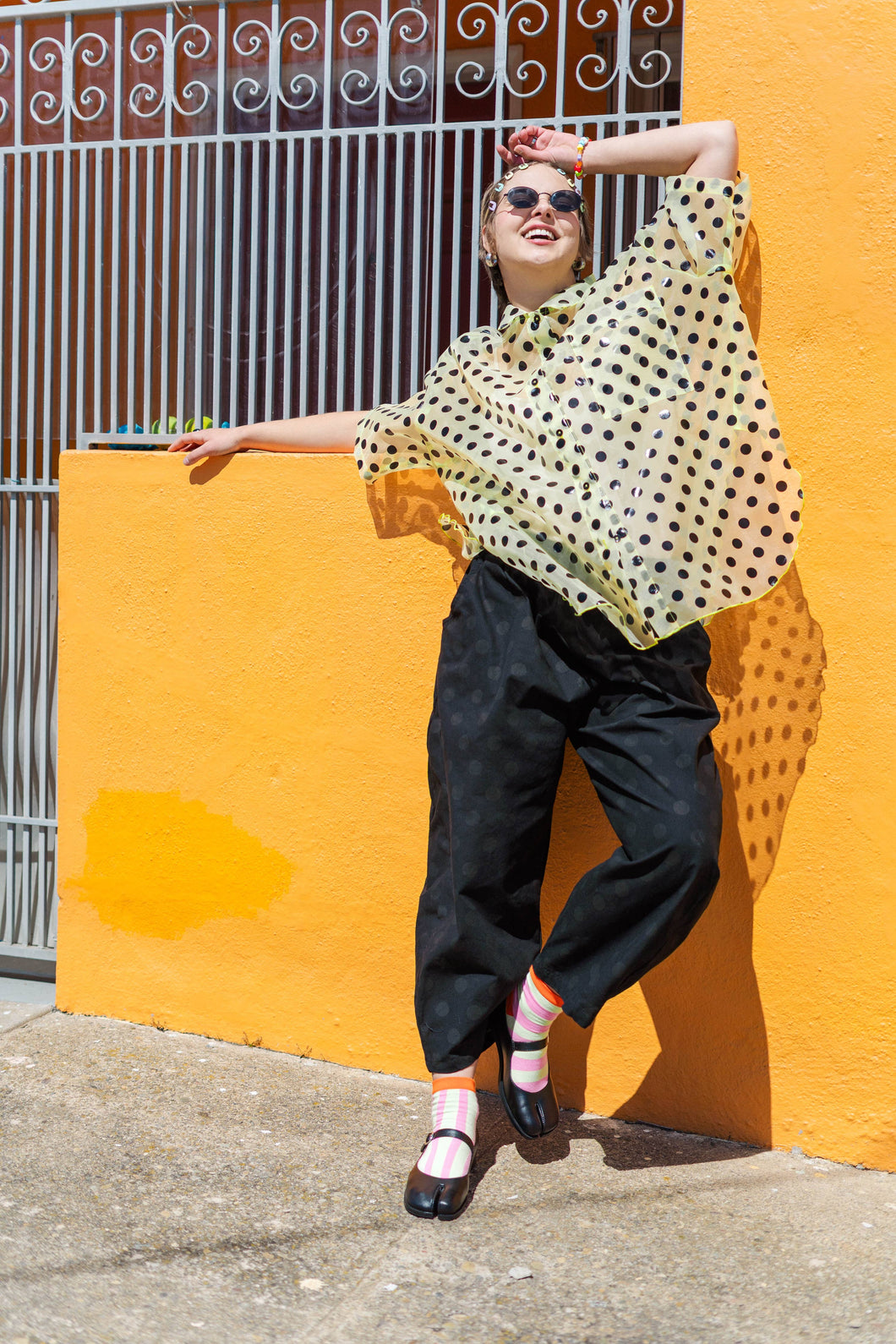 Sheer Daffodil Polka Dot Tulip Top
