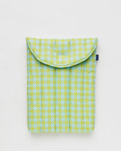 Puffy Laptop Sleeve in Mint Pixel Gingham, 13" / 14"