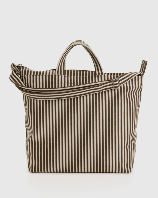 Horizontal Zip Duck Bag in Brown Stripe