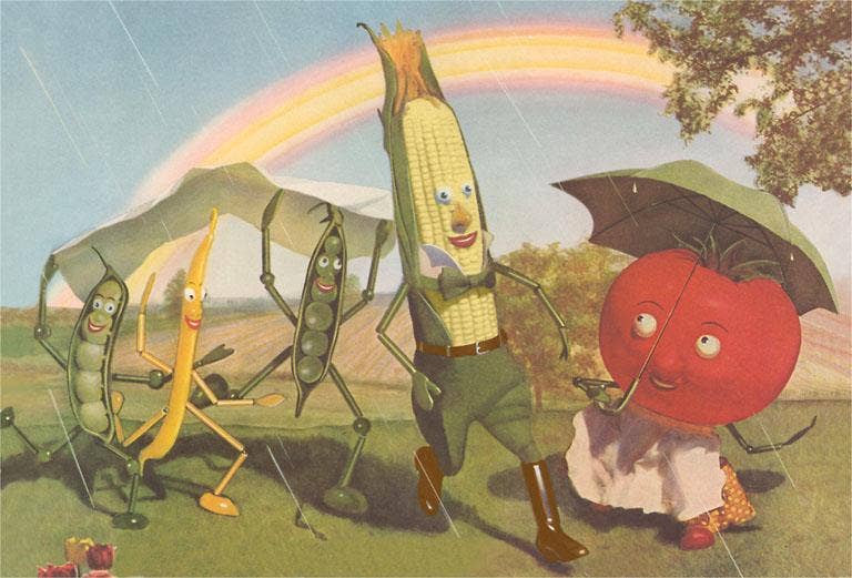 Postcard AM-773 Happy Vegetables Walking