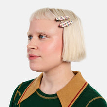 Allie Clips in Oval Vanilla Stripe
