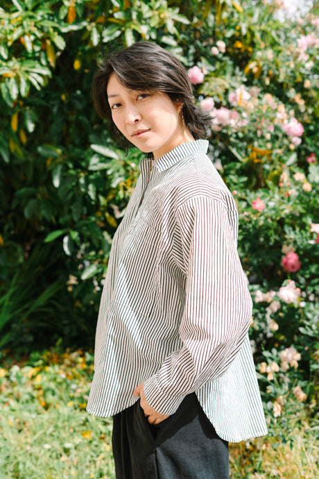 Size Inclusive Plus Size Long Sleeve Button Up Striped Linen