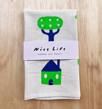House and tree tea towel
