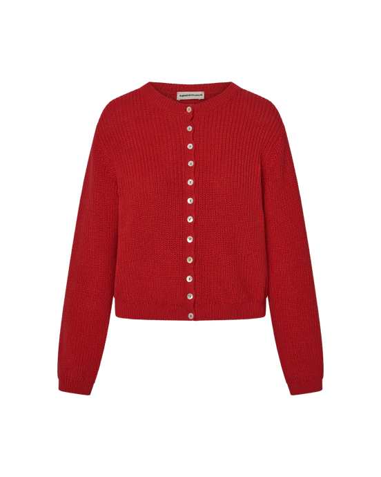 Harbor Cardigan in Cherry Red