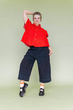 Women’s Cotton Blouse - Cherry Polka Dot Mushroom Top