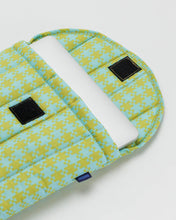 Puffy Laptop Sleeve in Mint Pixel Gingham, 13" / 14"