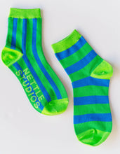 Women’s Spring Novelty Cotton Green Blue Striped Ankle Sock
