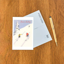 Postcard MC-670 Seasons Greetings, Skiers in Powder