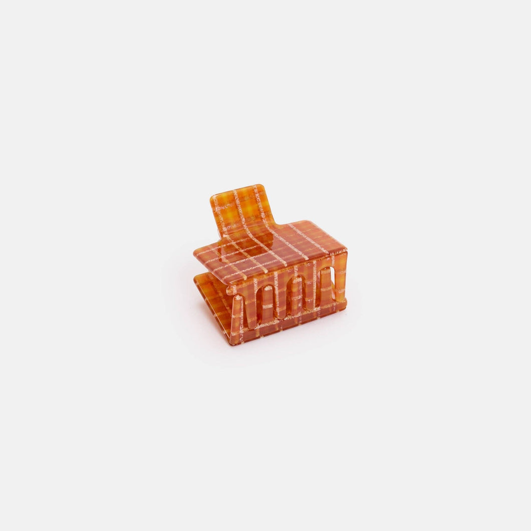Midi Box Claw in Caramel Plaid