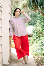 Size Inclusive Plus Size Long Sleeve Button Up Striped Linen