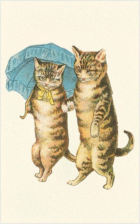 Postcard KC-34 Cats with Umbrella