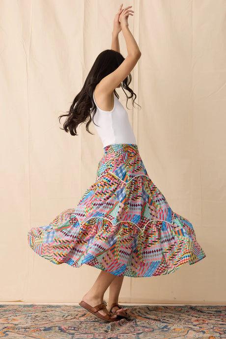 Moss Skirt in Patchwork Print