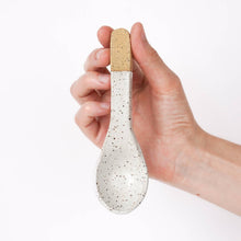 Ceramic Soup Spoon: Speckled White