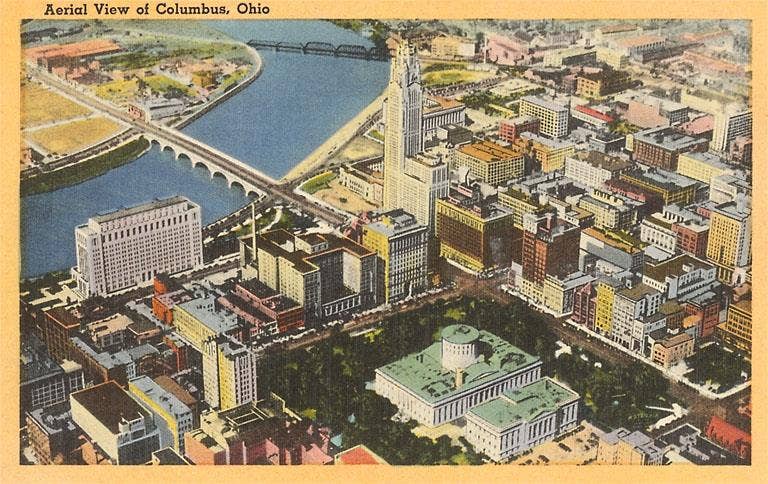 Postcard OH-239 Aerial View of Columbus