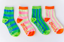 Women’s Spring Novelty Cotton Green Blue Striped Ankle Sock