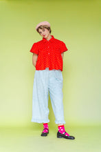 Women’s Cotton Blouse - Cherry Polka Dot Mushroom Top