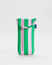 Puffy Glasses Sleeve in Pink Green Awning Stripe